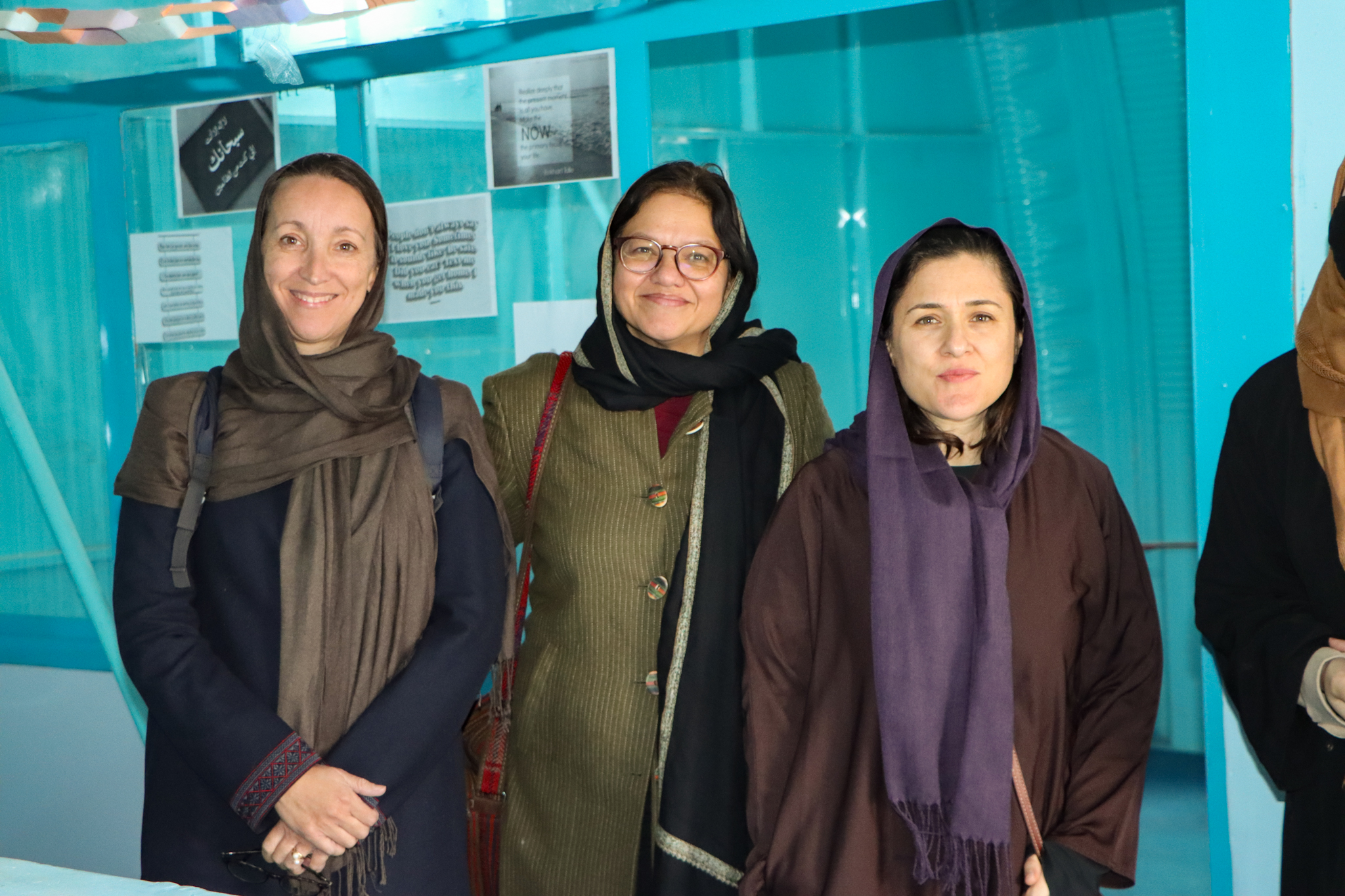 Left to right: Muriel Jourdan from UNODC, Anubha Sood, Representative for UNODC Afghanistan, and Alison Davidian, UN Women Special Representative in Afghanistan. Credit: Office of the Prison Administration