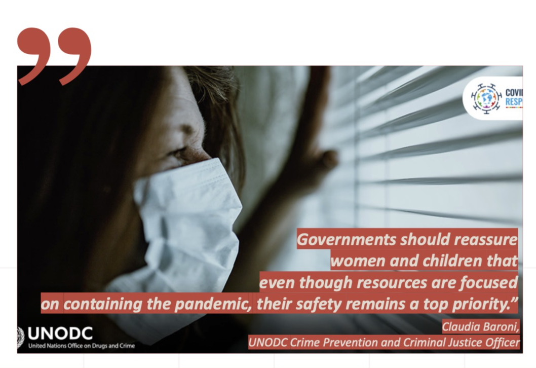 Quote of Claudia Baroni "Goverments should reassure women and children that even though resourced are focused on containing the pandemic, their safety remains a top priority"
