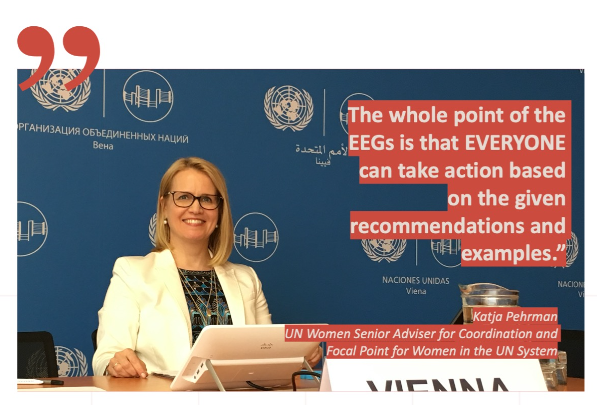 Quote of Katja Pehrman: "The whole point of the EEGs is that Everyone can take action based on the given recommendations and examples". 