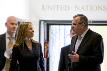 UNODC Goodwill Ambassador Mira Sorvino with UNODC Executive Director Yury Fedotov (c) UNODC
