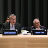 The Executive Director of UNODC, Yury Fedotov (left), and the President of the Economic and Social Council (ECOSOC) Martin Sajdik. (C) UN Photo/Devra Berkowitz