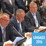 Исполнительный директор УНП ООН Юрий Федотов выступает на открытии высокого уровня Форума гражданского общества за один день до проведения Специальной Сессии Генеральной Ассамблеи ООН по проблеме наркотиков в мире. Фото: УНП ООН