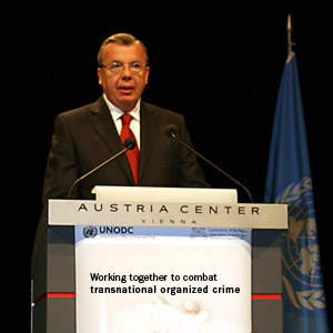 UNODC Executive Director Yury Fedotov addressing the high-level segment of the 5th session of the Conference of the Parties to the United Nations Convention against Transnational Organized Crime