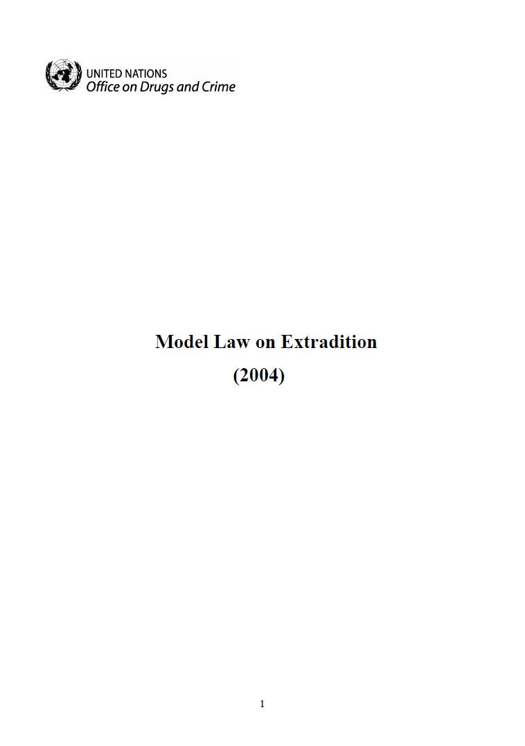 Cover page of the document "Model Law on Extradition" 