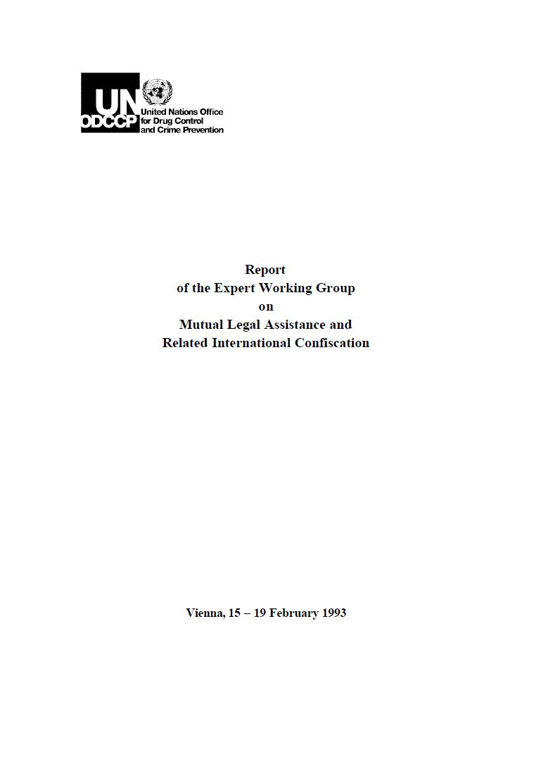 Cover page of the document "Report of the Expert Working Group on Mutual Legal Assistance and Related International Confiscation"