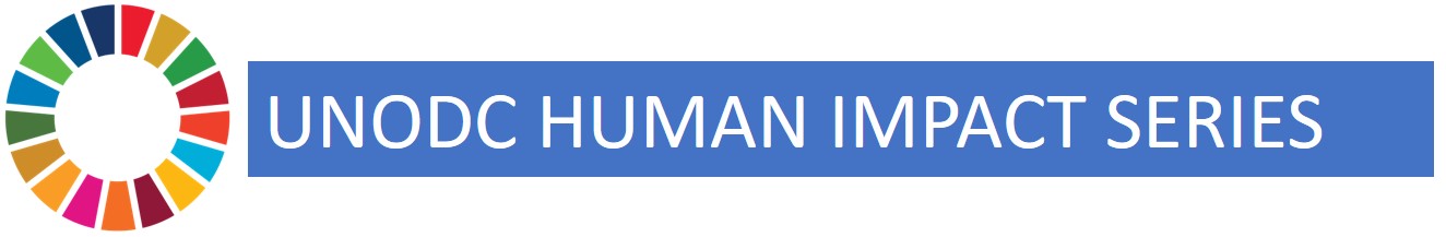 SDG wheel logo with the text UNODC Human Impact Series