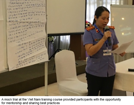 A mock trial at the Vietnam training course provided participants with the opportunity for mentorship and sharing best practices