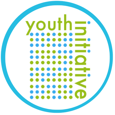 Youth Initiative logo - Words Youth Initiative with green and blue dots