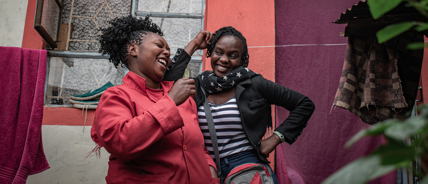 <p><span class="ui-provider fz b c d e f g h i j k l m n o p q r s t u v w x y z ab ac ae af ag ah ai aj ak">Sarah Mwangi and Irene Ogumoh, a HAART case worker, share a moment of laughter. </span></p>