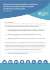 <p>WHO - Why people living and working in detention facilities should be included in national COVID-19 vaccination plans: advocacy brief (2021)</p>
<p><a href="https://www.euro.who.int/en/health-topics/health-determinants/prisons-and-health/focus-areas/prevention-and-control-of-covid-19-in-prisons-and-other-places-of-detention/why-people-living-and-working-in-detention-facilities-should-be-included-in-national-covid-19-vaccination-plans-advocacy-brief-2021">English</a></p>