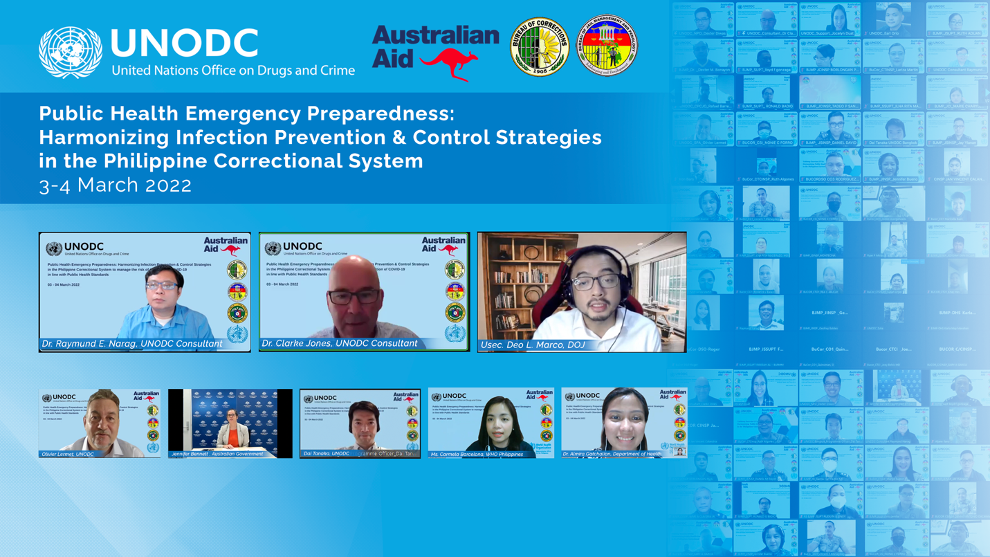 Public health emergency experts sit down with jail and prison officials and senior staff to dissect correctional and detention situation in the Philippines and stir discussions for better preparedness and response via Zoom Cloud Meetings, 3-4 March 2022