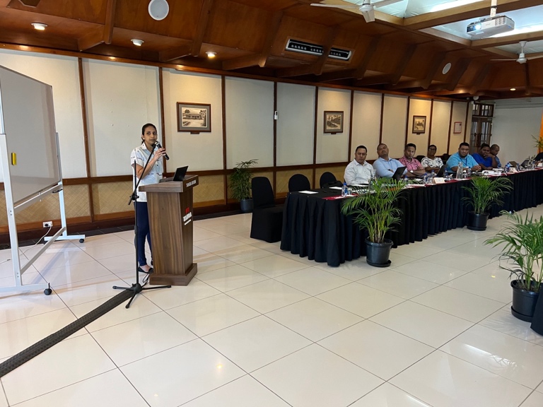 Venti Chandra, Senior Scientific Officer from the Fiji Police Force, presenting the latest forensic information available from Fiji