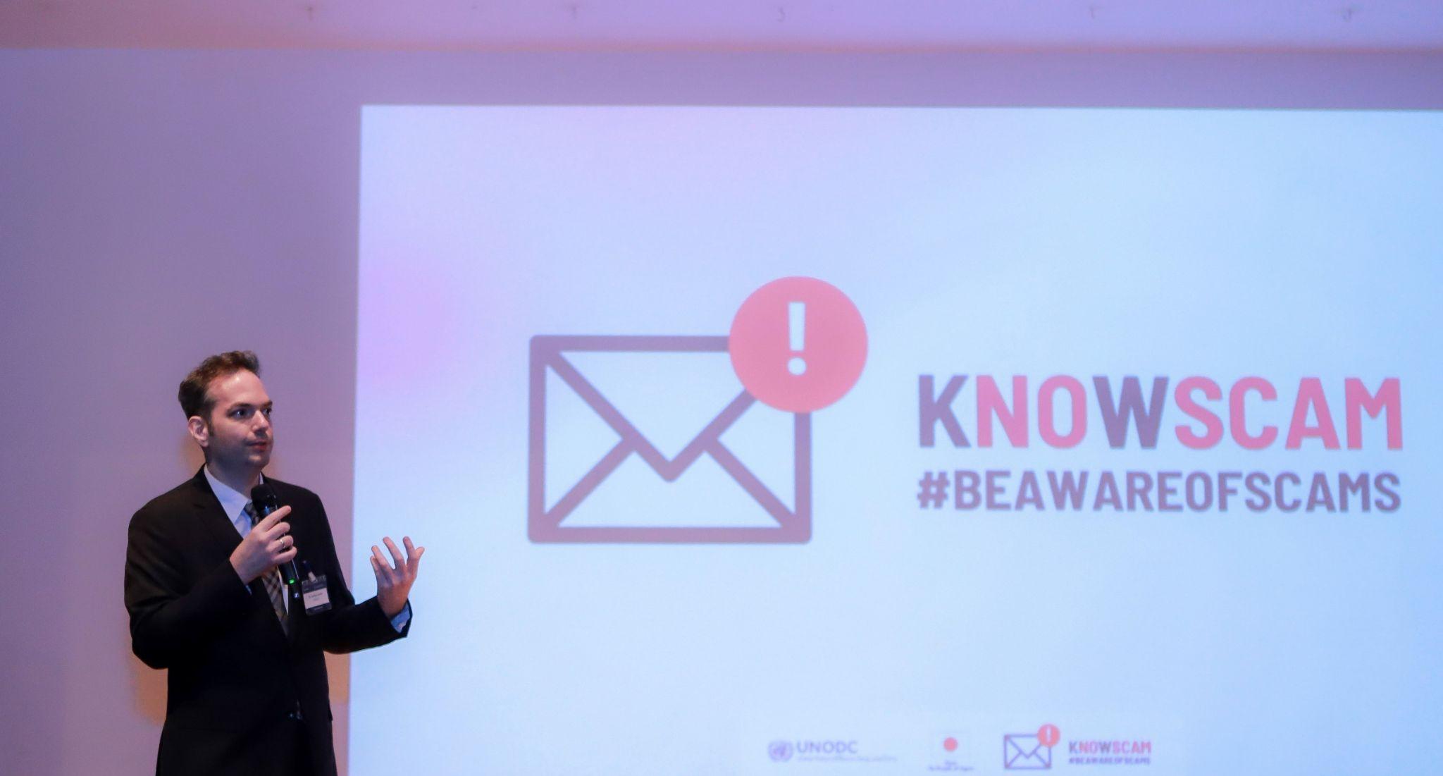 Dr. Joshua James, Regional Counter-Cybercrime Coordinator for Southeast Asia and the Pacific, UNODC, introduces the KNOWSCAM regional campaign on online scams, phishing, and identity theft