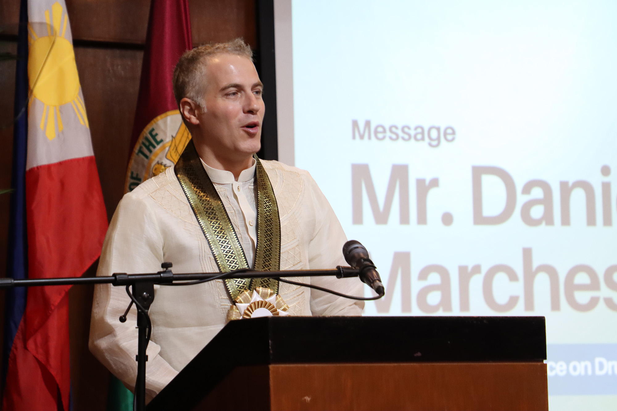 UNODC Country Manager for the Philippines Daniele Marchesi addresses participants at the summit. Manila, 16 April 2024.